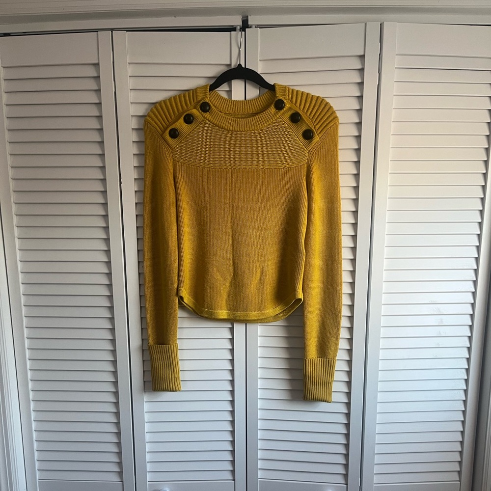 Isabel Marant Mustard Yellow Button-Shoulder Crewneck Sweater